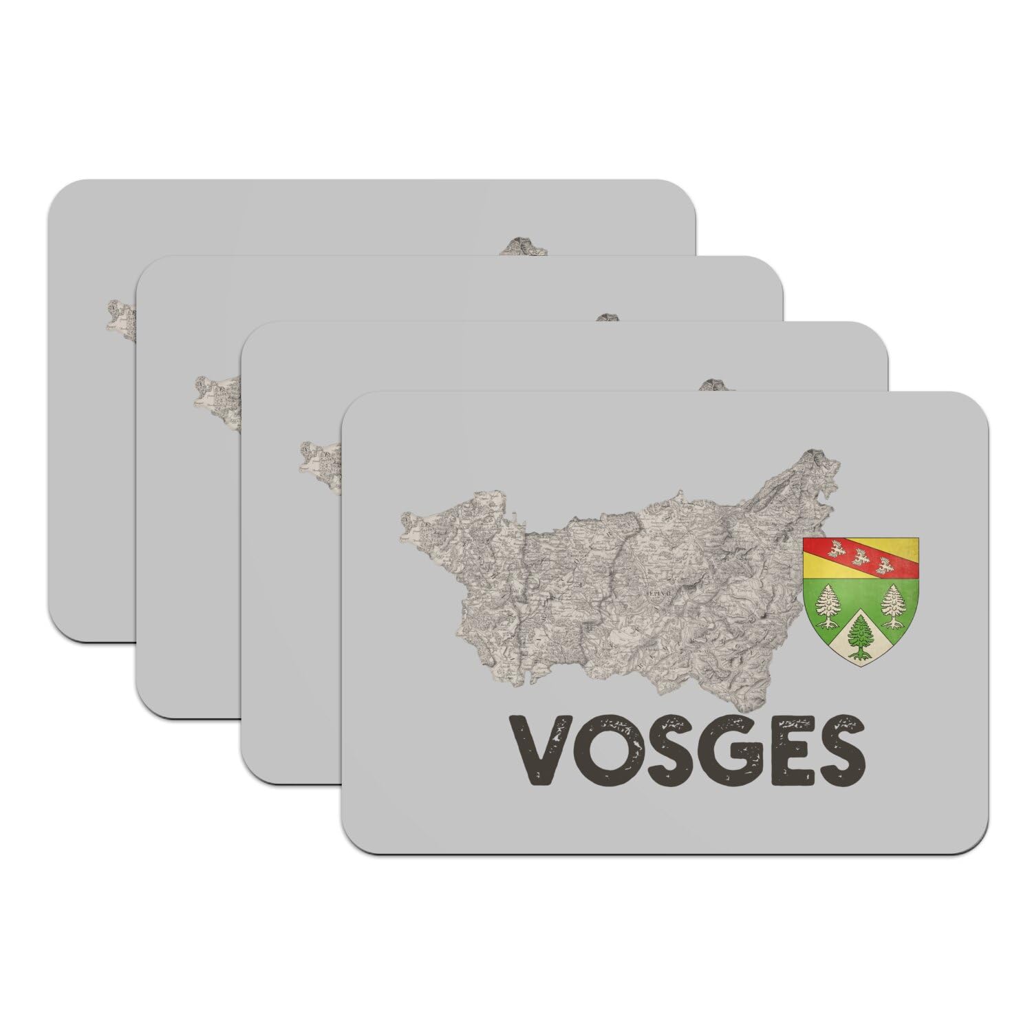 Set de table Vosges carte ancienne Épinal grand format gris x4