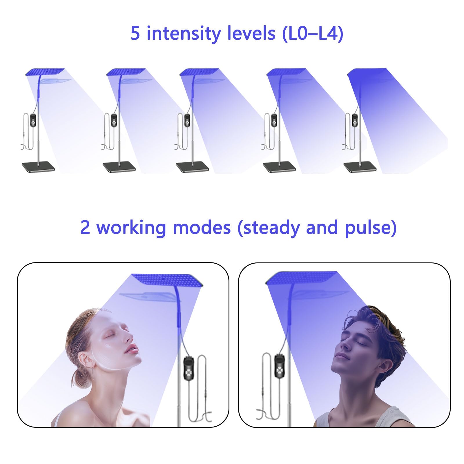 Lampe de bronzage portable 240 LED 660+850 nm visage réglable 3 modes 5 niveaux minuterie