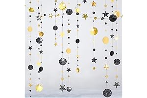 Cheerland Black and Gold Star & Moon Garland
