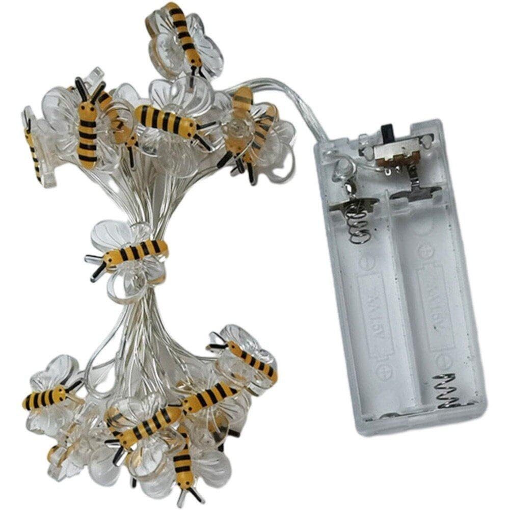 Bee Lights String Battery Operated Bee Fairy Lights for Bedroom Plants Patios Party Wedding Xmas Decorative Lights