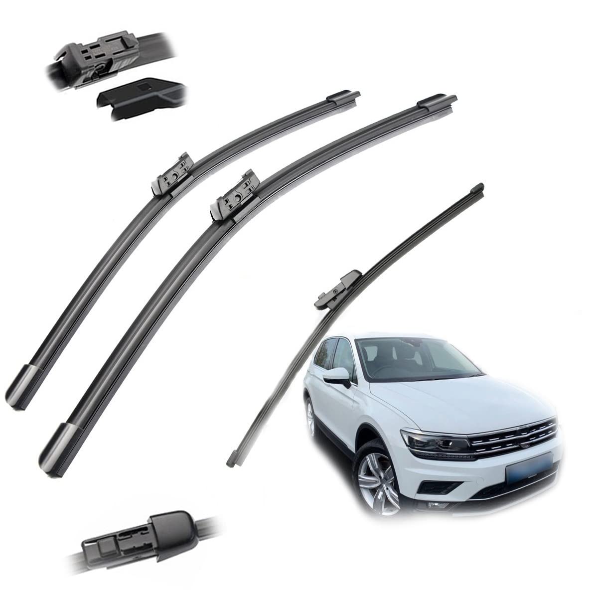 3 Pz/set Anteriore Posteriore Tergicristallo Spazzole Tergicristallo Accessori Tergicristallo 26 "21" 14" Per VW Per Tiguan MK2 2017 2018 2019 2020 Parabrezza