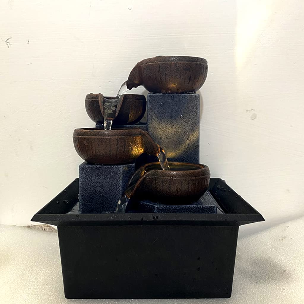 Fuente Decorativa de jardín, Fuente de Agua con Cascada, Feng Shui Zen, decoración para Dormitorio, Oficina, Escritorio, 15,7 x 13 x 19 cm
