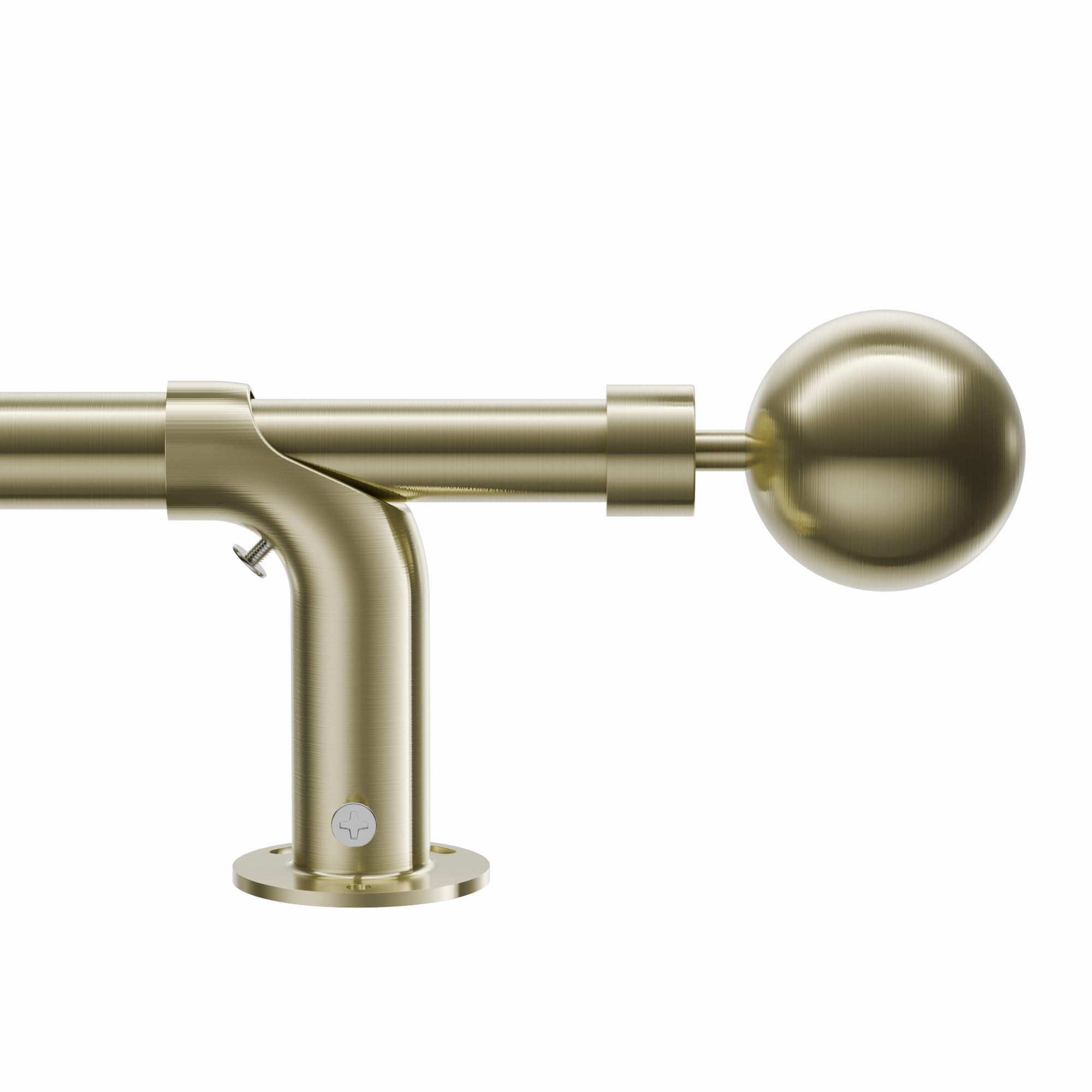 Vuynuxs Adjustable Blackout Curtain Pole - Curved Design 76-280cm (30-110"), 22/25mm Heavy Duty Metal with 60mm Ball Finials for Eyelet Curtains ，Antique Brass