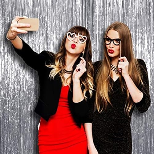 Miniatura 9 de Twinkle Star 2 Pack Photo Booth Backdrop 3FT x 8FT Foil Curtain Tinsel Backdrop Environmental Background Streamers for Birthday Party, Wedding,
