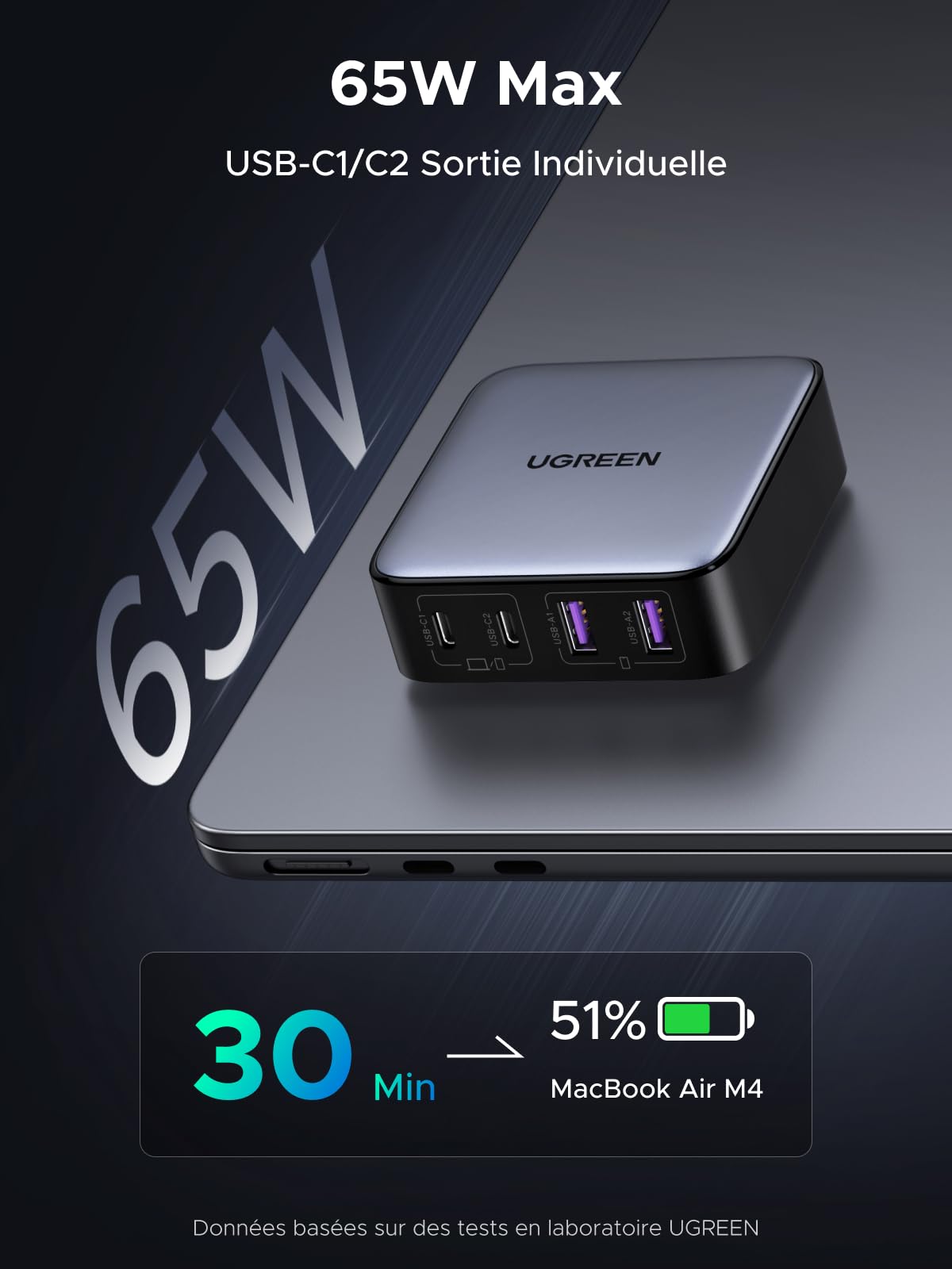 UGREEN Nexode 2*USB-A + 2*USB-C 65W Desktop Fast Charger