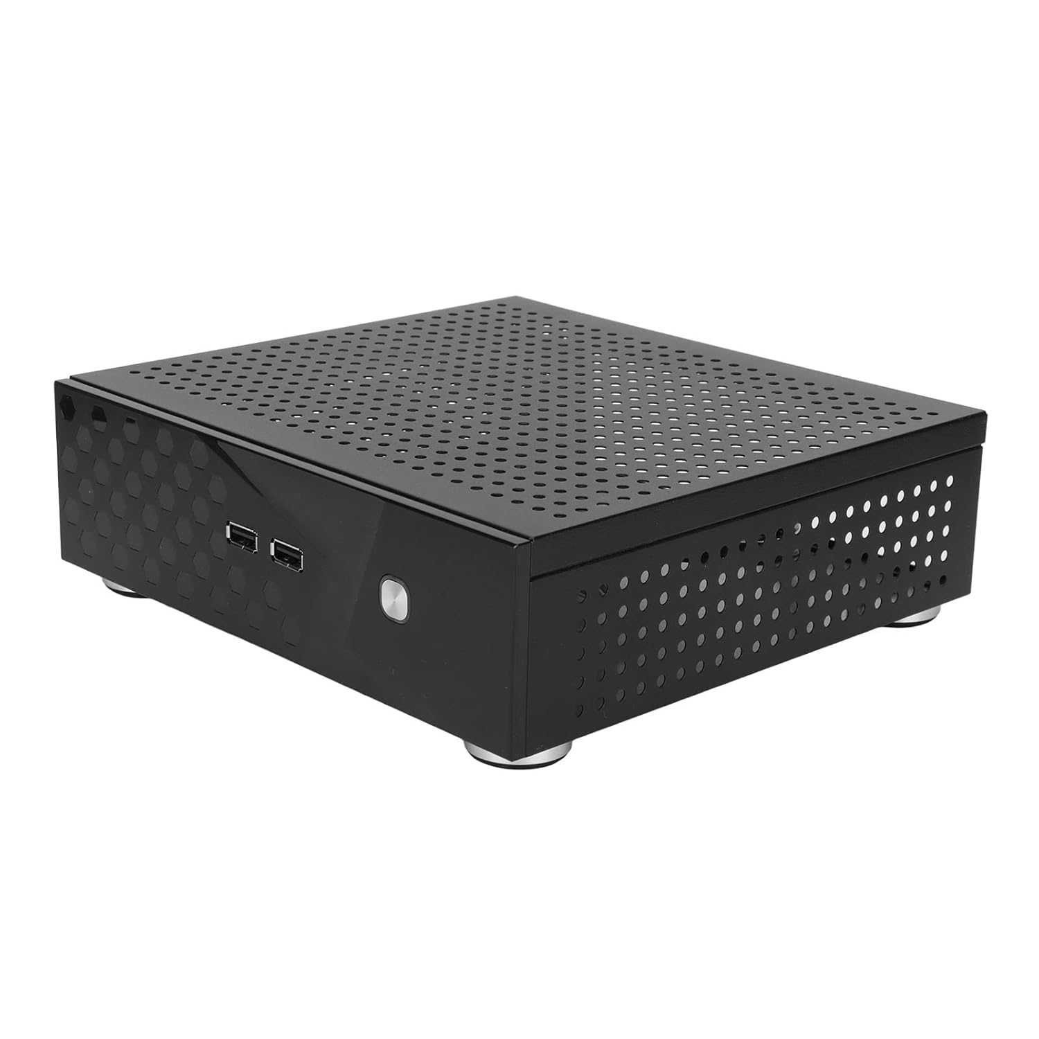 Desktop Computer Case,Aluminum Alloy Good Heat Dissipation Mini HTPC Case ITX Computer Case,with Expansion Hole,for Home Video/Hotel Computer,Self Service Terminal