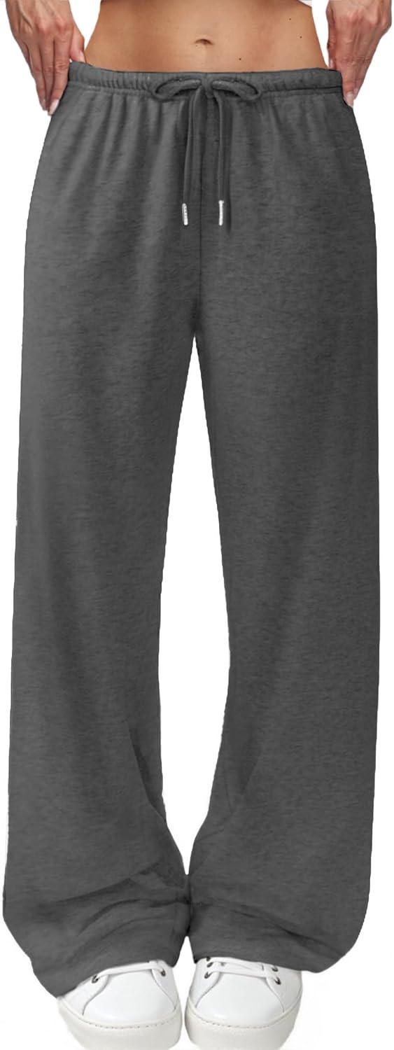 Wide Leg Sweatpants for Women High Waisted Baggy Sweat Track Pants Drawstring Casual Lounge Pants with Pockets