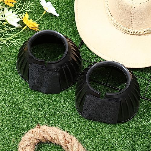 Image of Abbylike Bell Boots for Horses 1 Pair /2 Pair Available, Protect Against Hoof Impact Trauma, Rubber Bell Boots Horse Care for Turnout, No Rub Design Wrap Hook and Loop