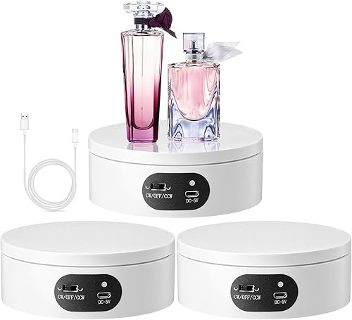 Miniatura 10 de Hoteam Turner Cup - Soporte de exhibición giratorio para vaso de epoxi con purpurina, giratorio de 360 grados, plataforma giratoria automática, mesa