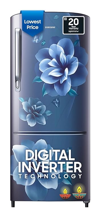 Samsung 183 L 4 Star Digital Inverter Direct-Cool Single Door Refrigerator (RR20C1724CU/HL, Camellia Blue, 2023 Model), Free 1 Year Extended warranty at Rs. 15390