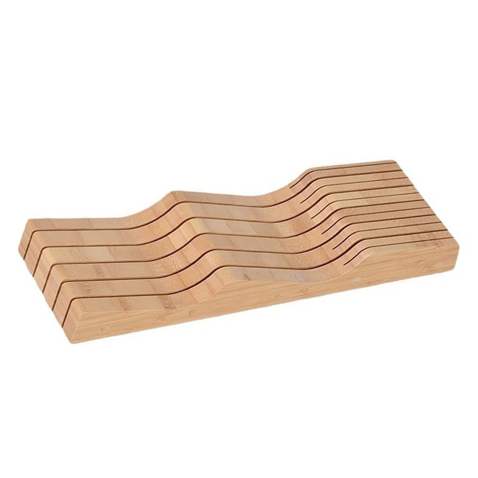 Besteck Schubladen Organizer Einsatz für die Küche zu Hause, Holz Aufbewahrungstablett mit mehreren Schlitzen, 43 x 14 x 5 cm, Aufräumen der Theke und ordentlichen Platzieren von Werkzeugen,