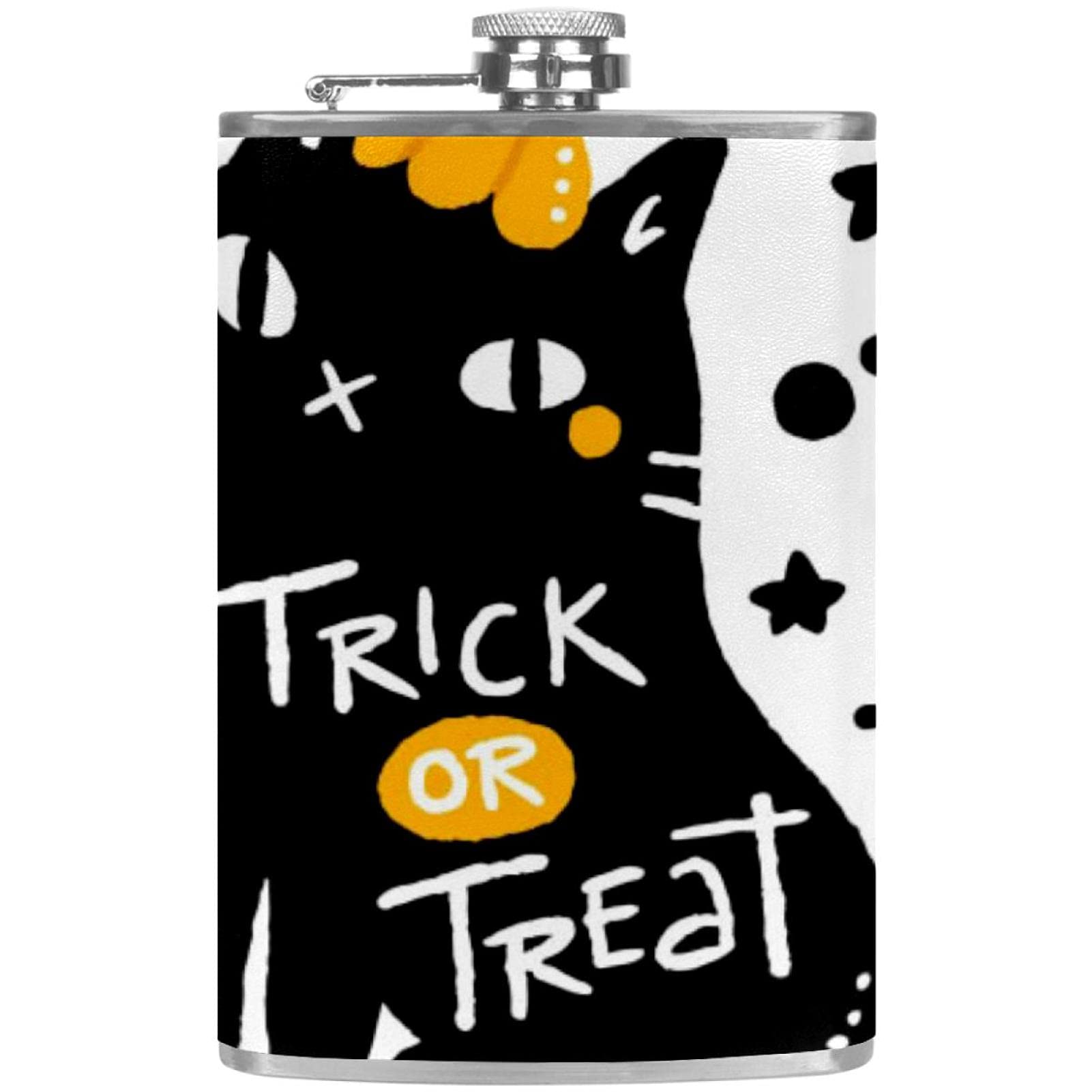 Flasque pour whisky et rhum cadeau Halloween idéal avec entonnoir et décor chat noir