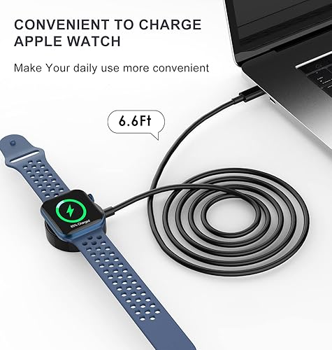 Miniatura 6 de Paquete de 2 cables de carga USB C para Apple Watch de 6.5 pies, cargador rápido para Apple Watch, cable de carga inalámbrico compatible con iWatch