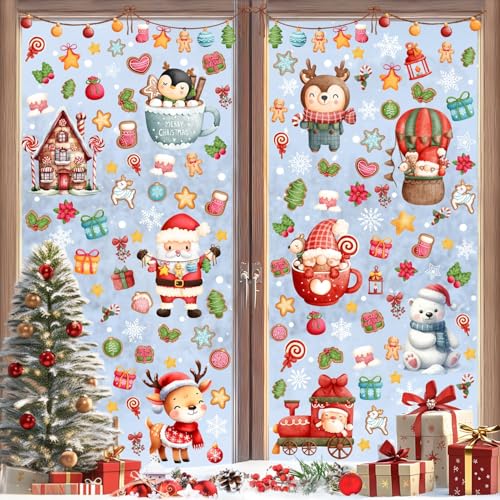 Fensterbilder Weihnachten Selbstklebend,9 Blatter Fenstersticker...