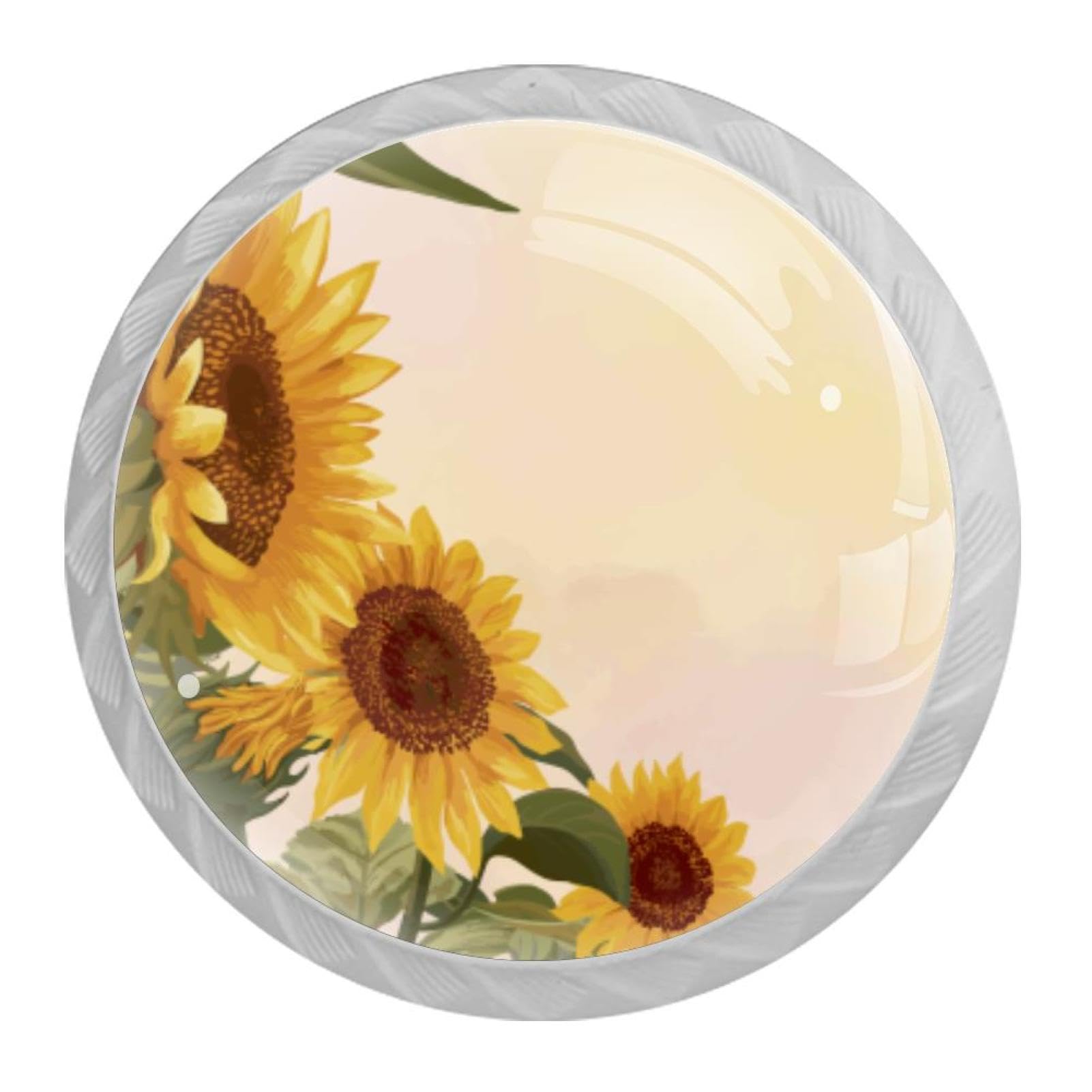Tqmspg Multi01 4 Pieces Drawer Pulls Sunflowers Blossom Door Knobs Dresser Handles For Kitchen Wardrobe Cupboard Hardware Furniture