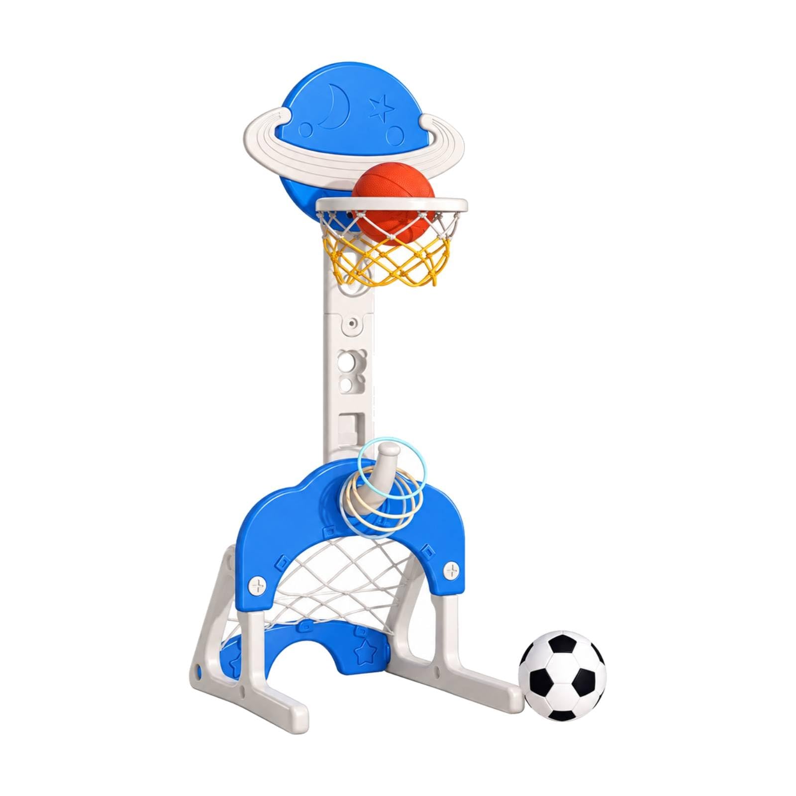 predolo da Basket Regolabile per Bambini Stabile da Basket con Tabellone a Tema Planetario Robusto Stazione di Gioco