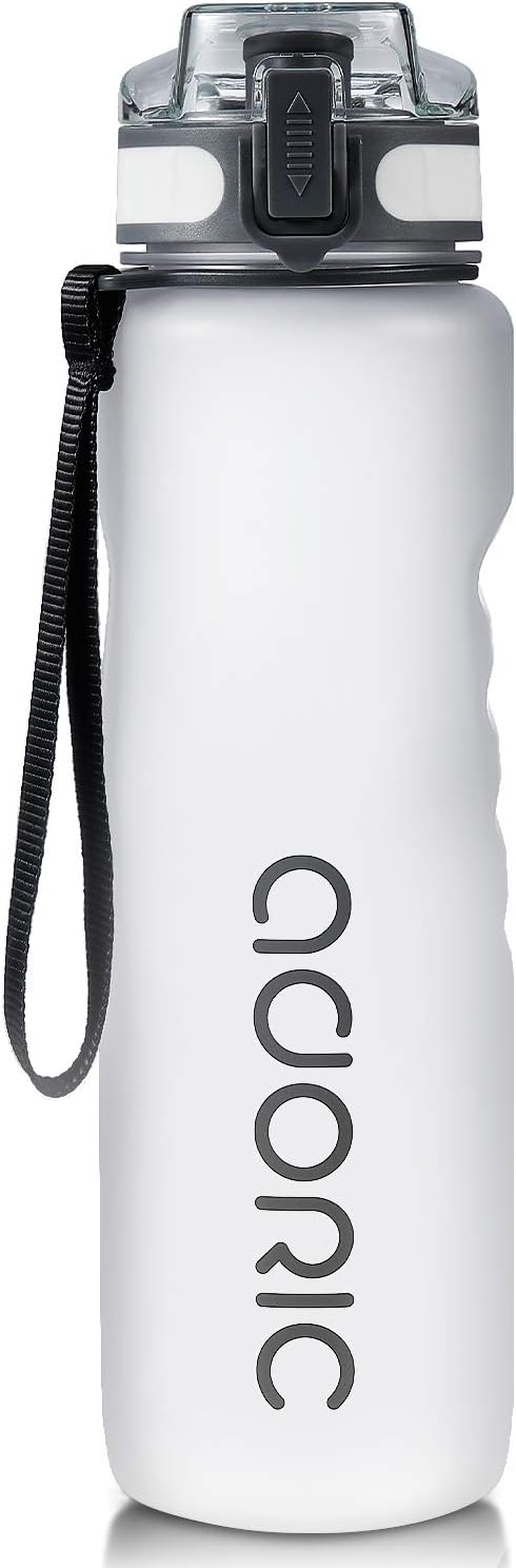 ADORIC Sports Water Bottle 1L,BPA Free Tritan Non-Toxic Plastic Sport Water Cup, Durable Leak Proof Water Bottle with Filter, Flip Top