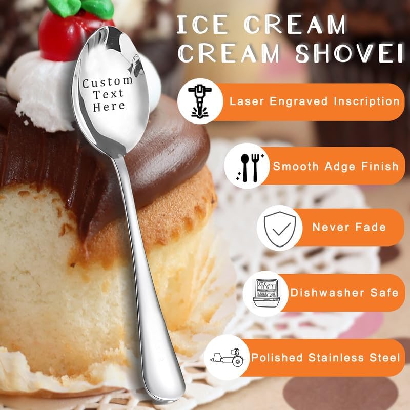Custom Spoon, Stainless Steel Coffee Spoons, Engraved Name Ice Cream Spoon, Anniversary Birthday Christmas Gifts, Mirror Finished - Image 2