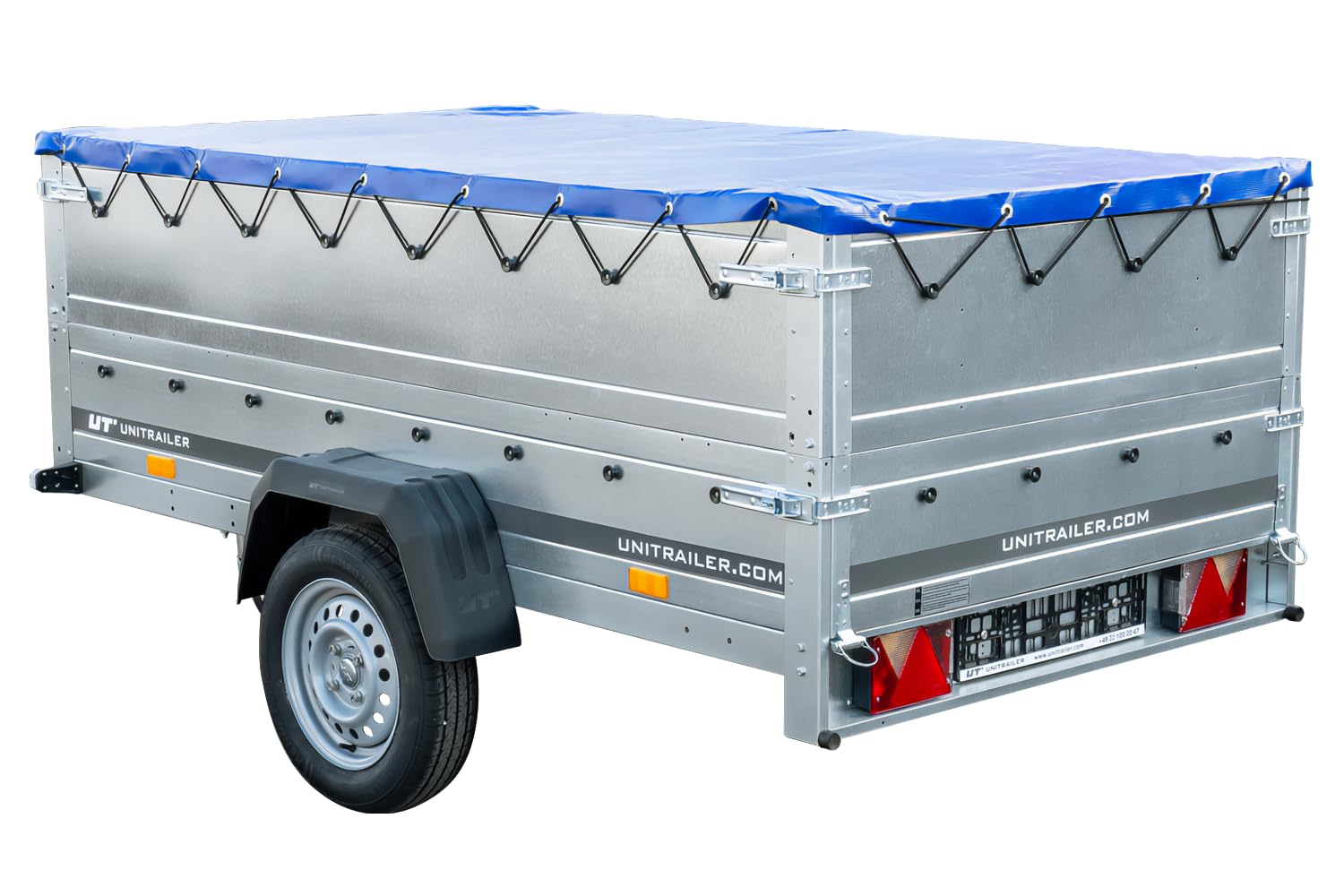 UNITRAILER Robuster Anhänger mit Kippfunktion, 750 kg Zuladung, 2304 x 1256 cm Ladefläche, Bordwände