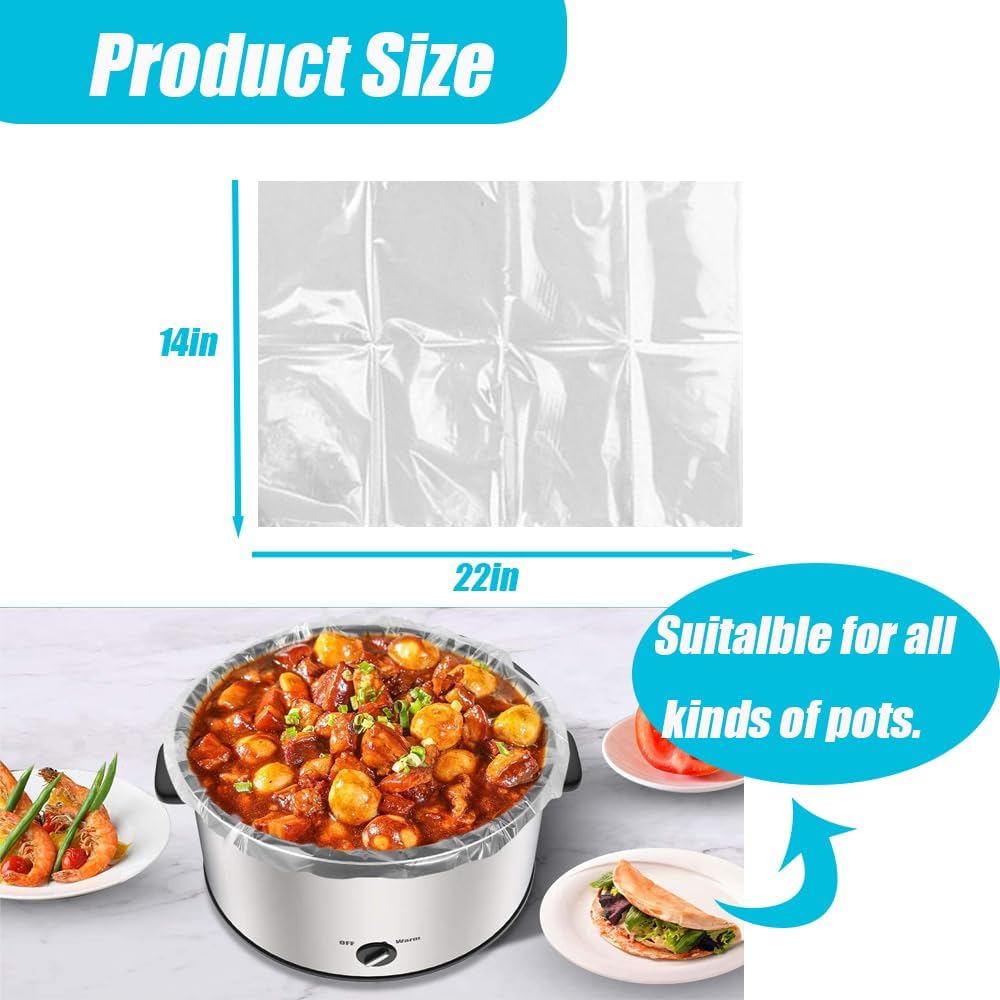 Slow Cooker Liners 20 Count Cooking Bags Extra Large Size Disposable Pot Liners, Fit 6QT to 10QT for Slow Cooker Cooking Trays Suitable for Oval & Round Pots 14"x 22", 20 Liners - Image 2