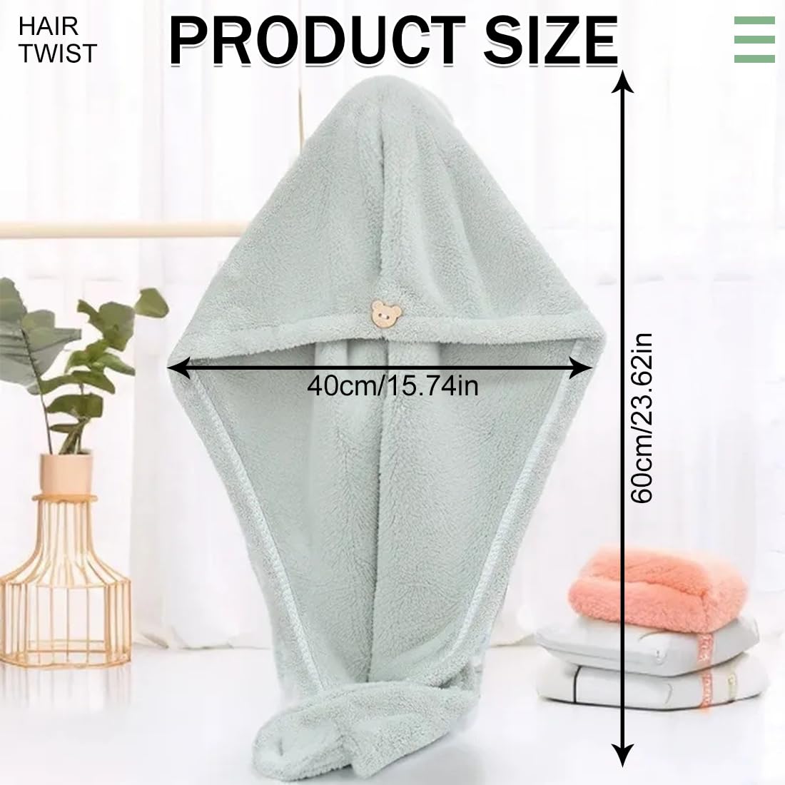 Asciugamano a Turbante per Asciugare i Capelli, Asciugamano per Capelli Donna, Turbanti per Capelli Asciugamano per la Testa in Microfibra, Pratico Asciugacapelli, Morbido e Pratico