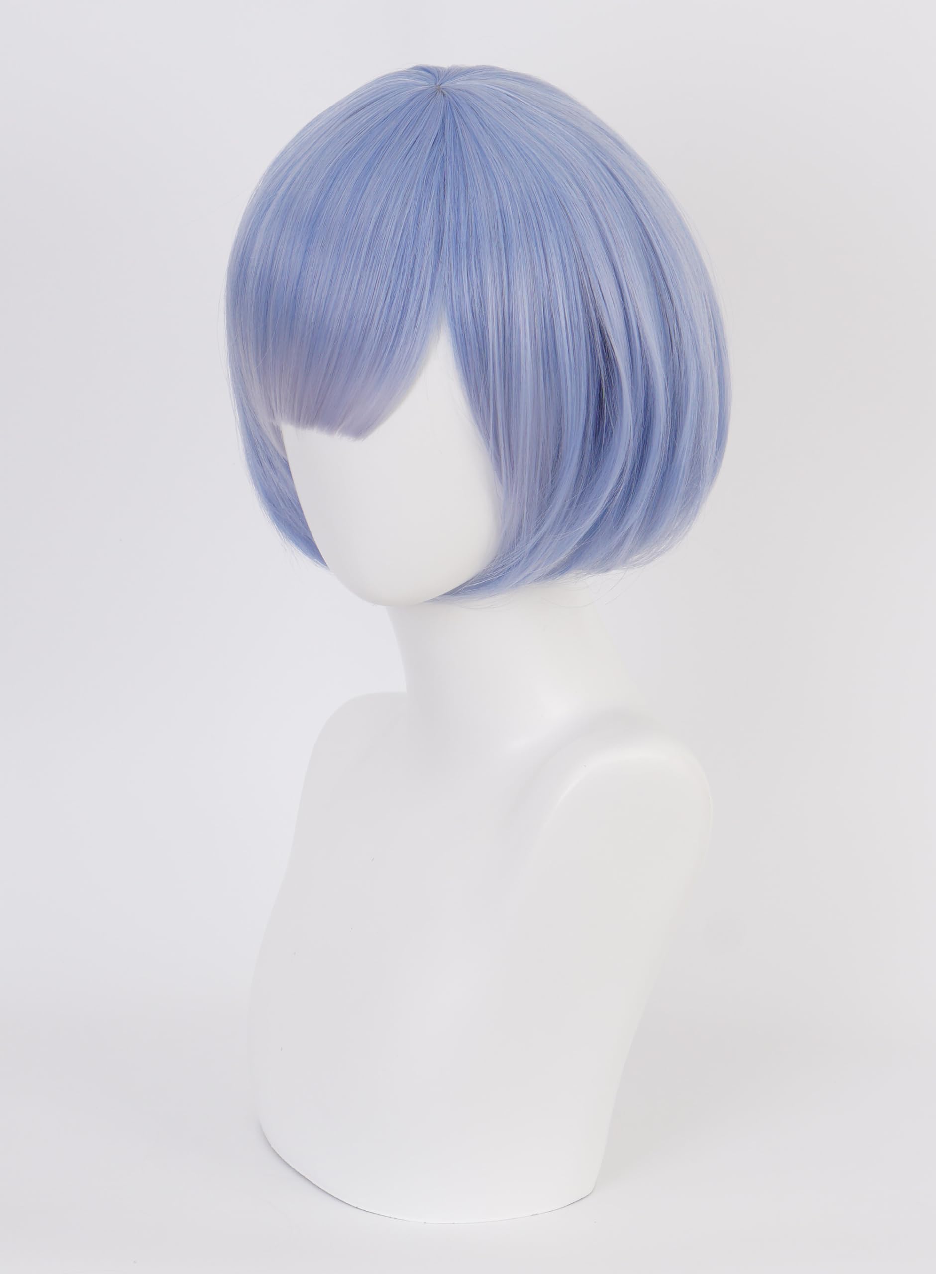 OSIAS Perruque Rem Bleue Mélangée avec Rose Pastel Bob avec Franges en Cheveux Résistants à la Chaleur - Image 3