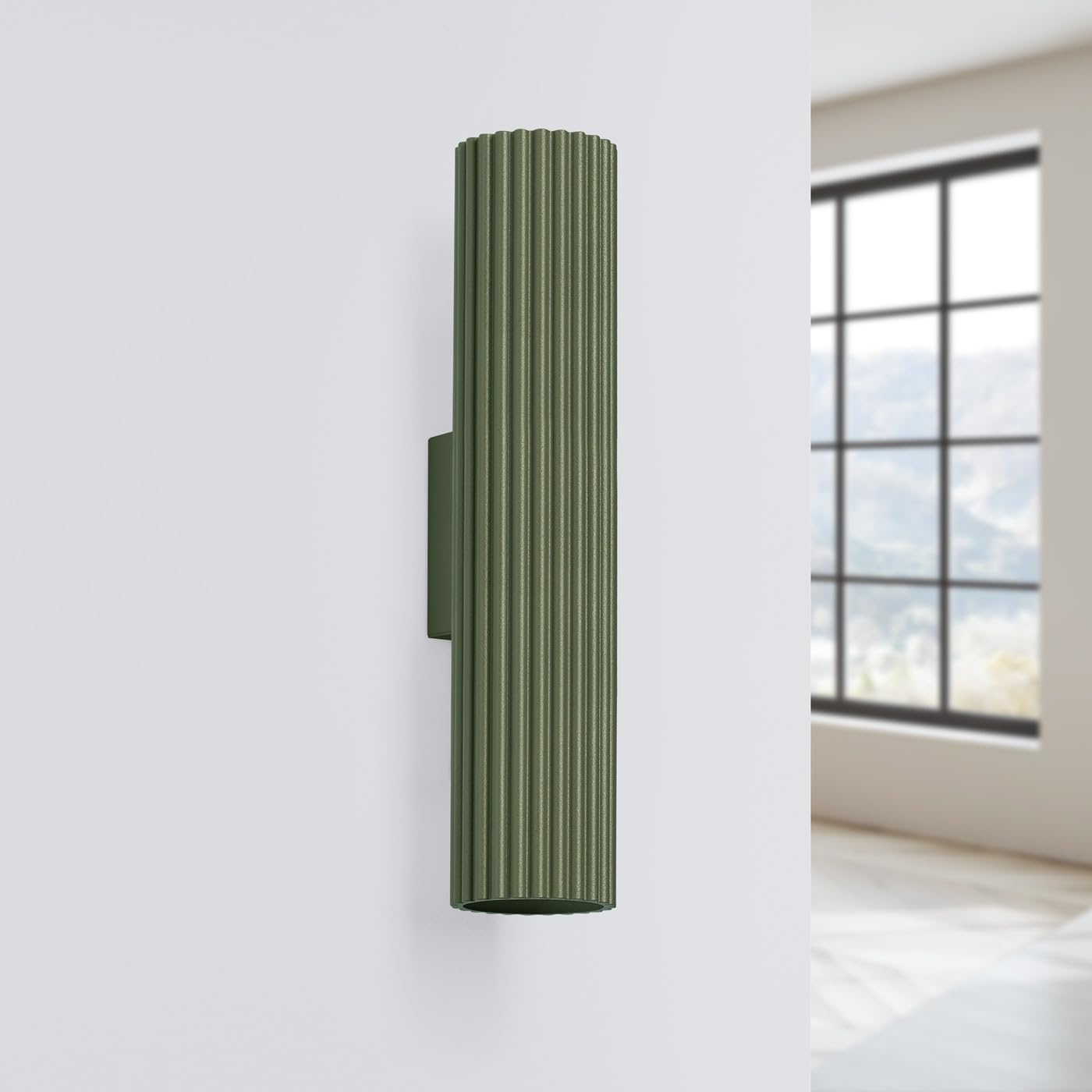 SOLLUX lighting Lámpara de Pared - Aplique Pared Interior - en Aluminio - 1 Pantalla - 6,5 x 8 x 30 cm - Karbon Verde Oliva