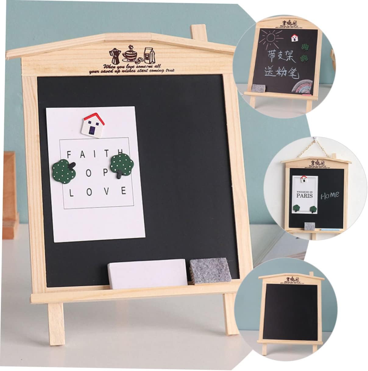 Decorative Magnetic Chalkboard Sign Wooden House Style for Household