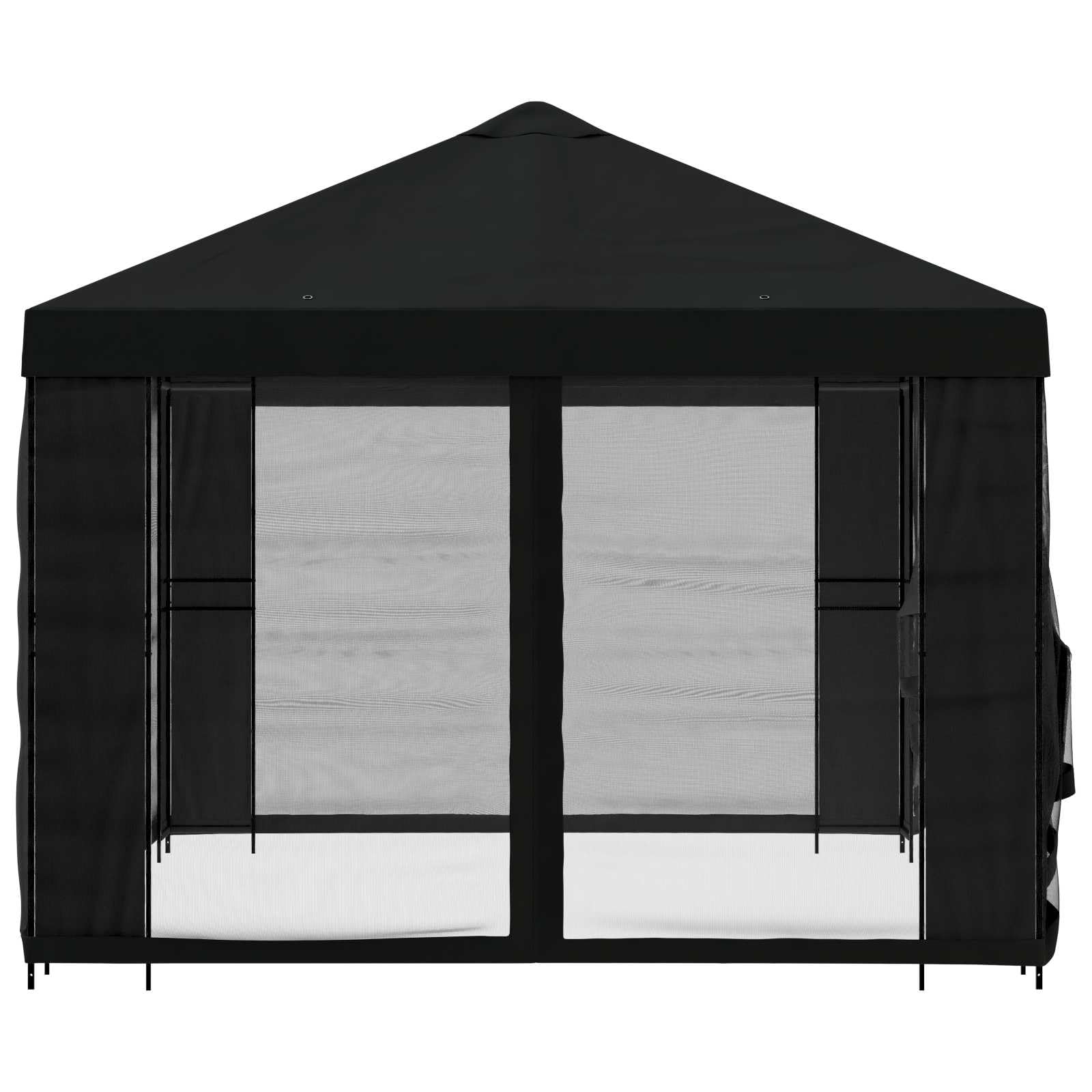 Gazebo avec Murs latéraux 4 x 3 m Noir en Polyester et Acier, abri extérieur Robuste pour Jardin terrasse Patio, Protection Solaire et Pluie, idéal pour Camping, Barbecue et réceptions