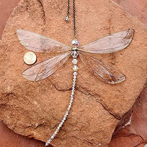 Suncatcher Dragonfly Crystal Ball Prisms Sun Catcher with Beads Window Hanging Ornament Rainbow Maker for Wedding Cars Window Home Garden Decor, colorful image 4