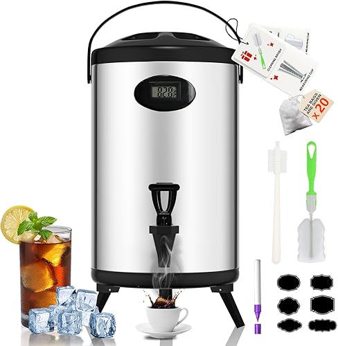 Dispensador de bebidas aislado de 3 galones, visualización de temperatura Dispensador de bebidas enfriador para fiestas, dispensador de agua