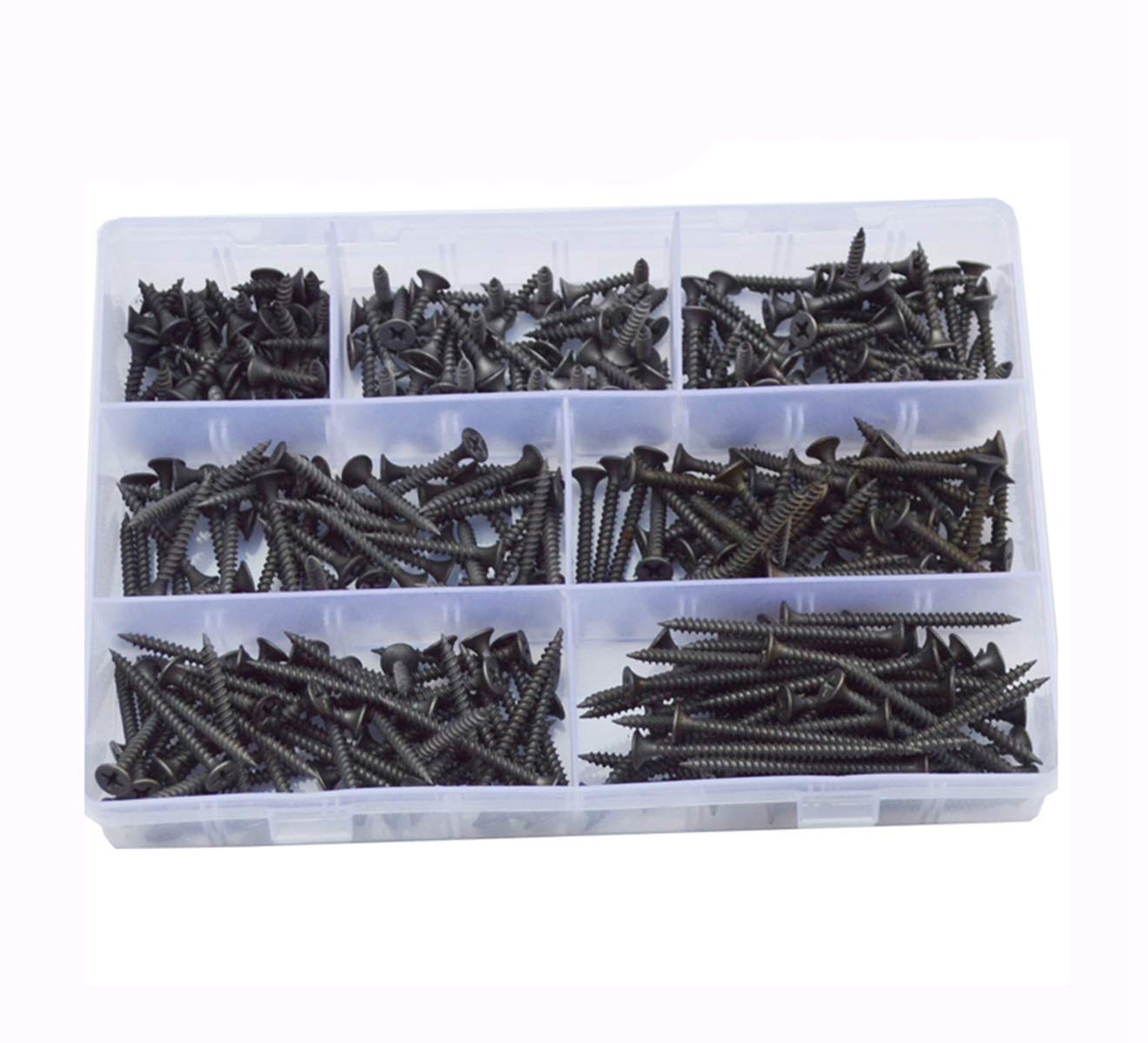 Trockenbauschrauben, Schraube, selbstschneidende Kreuzschlitzschraube, Schlichtes schwarzes Phosphat, grobes metrisches Gewinde, Trockenbau-Holzschrauben-Sortiment-Set, M3,5, M3,5-Set