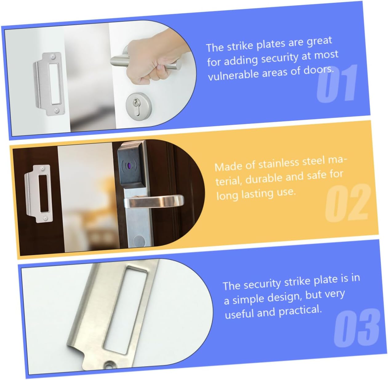 ORFOFE 8pcs Door Security Plates Reinforcement for Deadbolt and Latch Easy Installation for Enhanced Home Protection Theft Door Strike for Residential Use