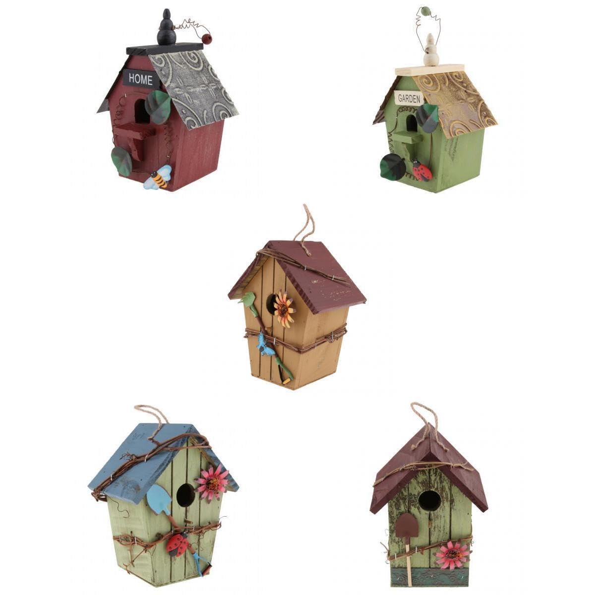 Bnf® 5 Pcs Country Cottages Wood Bird House Hanging Birdhouse Condo Garden Decor | Home & Garden | Yard, Garden & Outdoor Living | Bird & Wildlife Accessories | Birdhouses-image-28