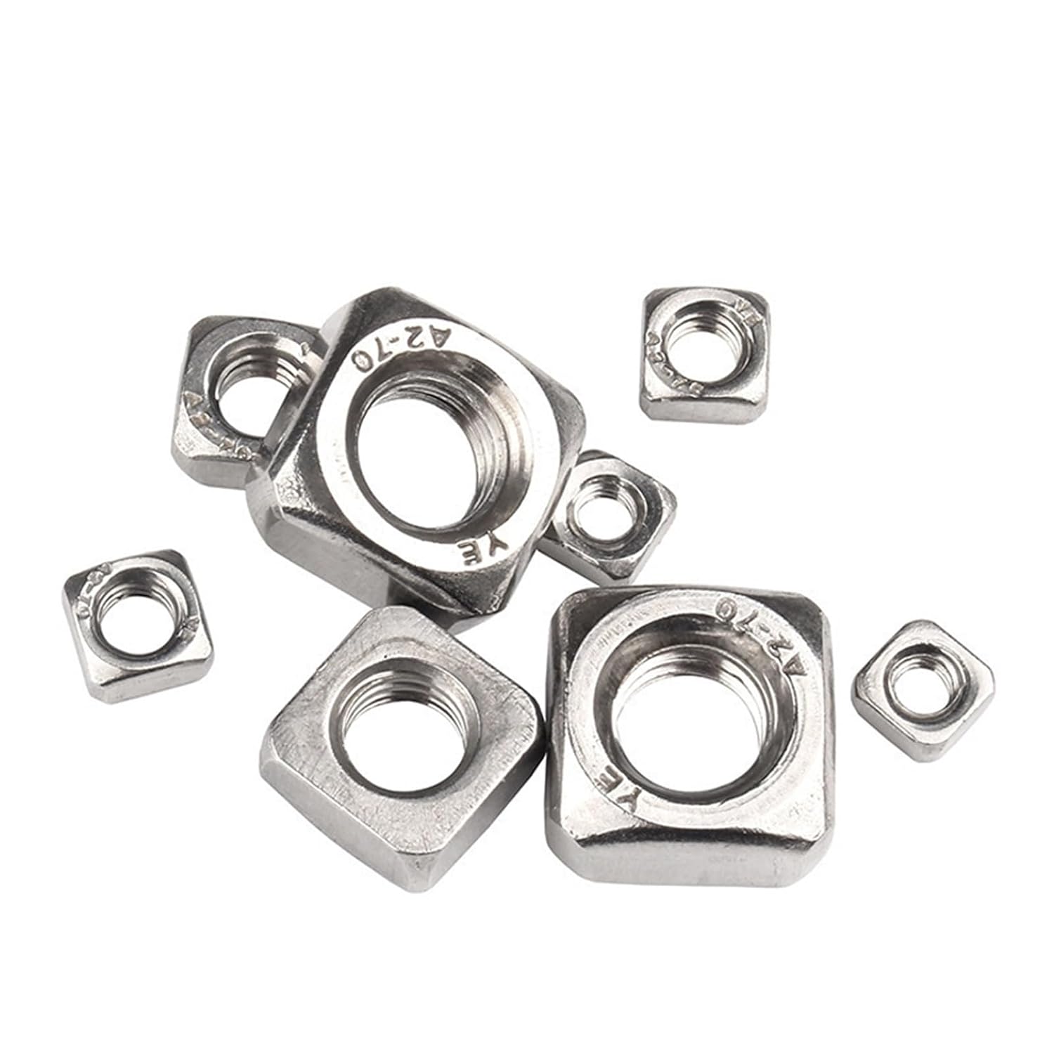 10/ 50pcs A2-70 Stainless Steel Square Nuts Din557 M3 M4 M5 M6 M8 M10 M12(50pcs,M4)