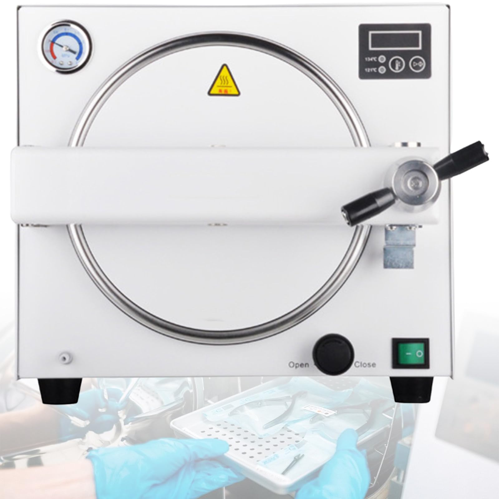 Sterilizzatore per Autoclave a Vapore, Macchina per Pulizia da Laboratorio in Acciaio Inossidabile, con Display LCD Sterilizzatore A Vapore Ad Alta, per Gli Strumenti Dentali
