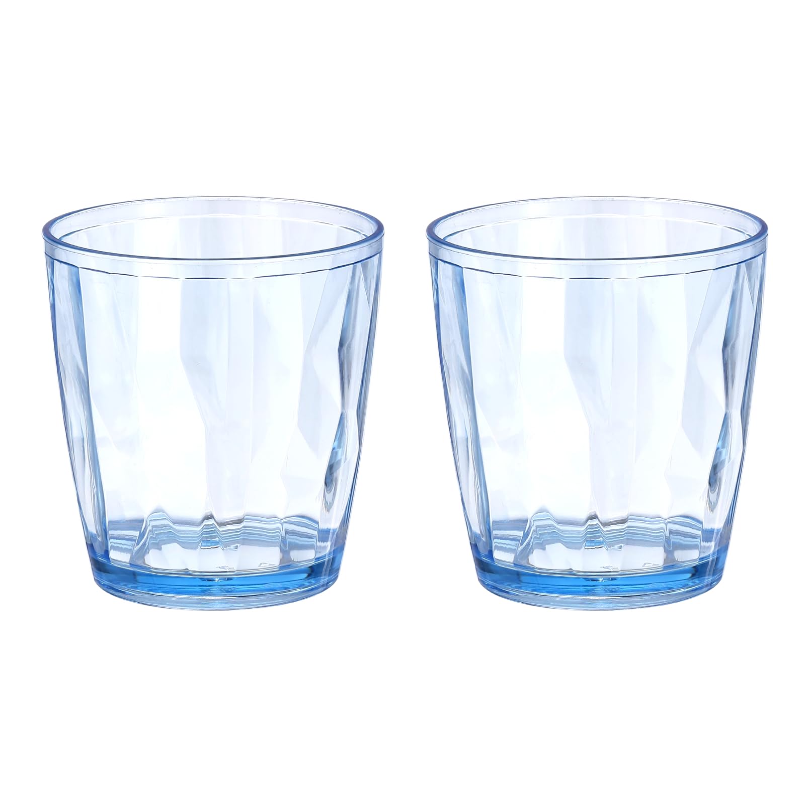 sourcing map 2Pcs Plastic Drinking Glasses, 7.1oz Unbreakable Drinking Cups Reusable Stackable Water Tumblers for Home Office Outdoors Beer Cocktail Water Juice Whiskey, Blue