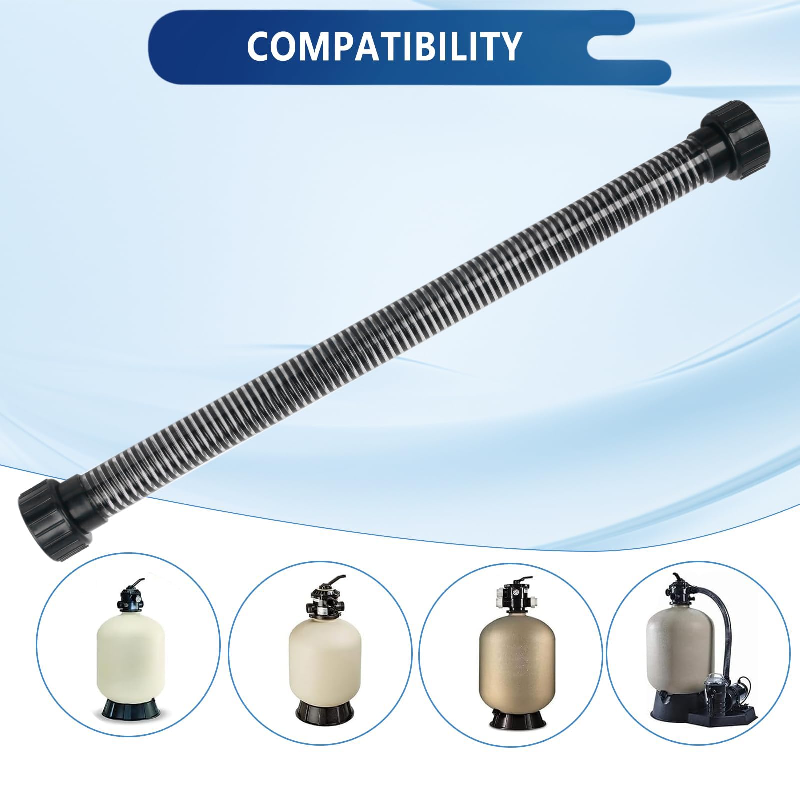 Professioneller oberirdischer Poolschlauch 155710 mit 2 integrierten O-Ringen für Sandfilterpumpen, einfacher Anschluss