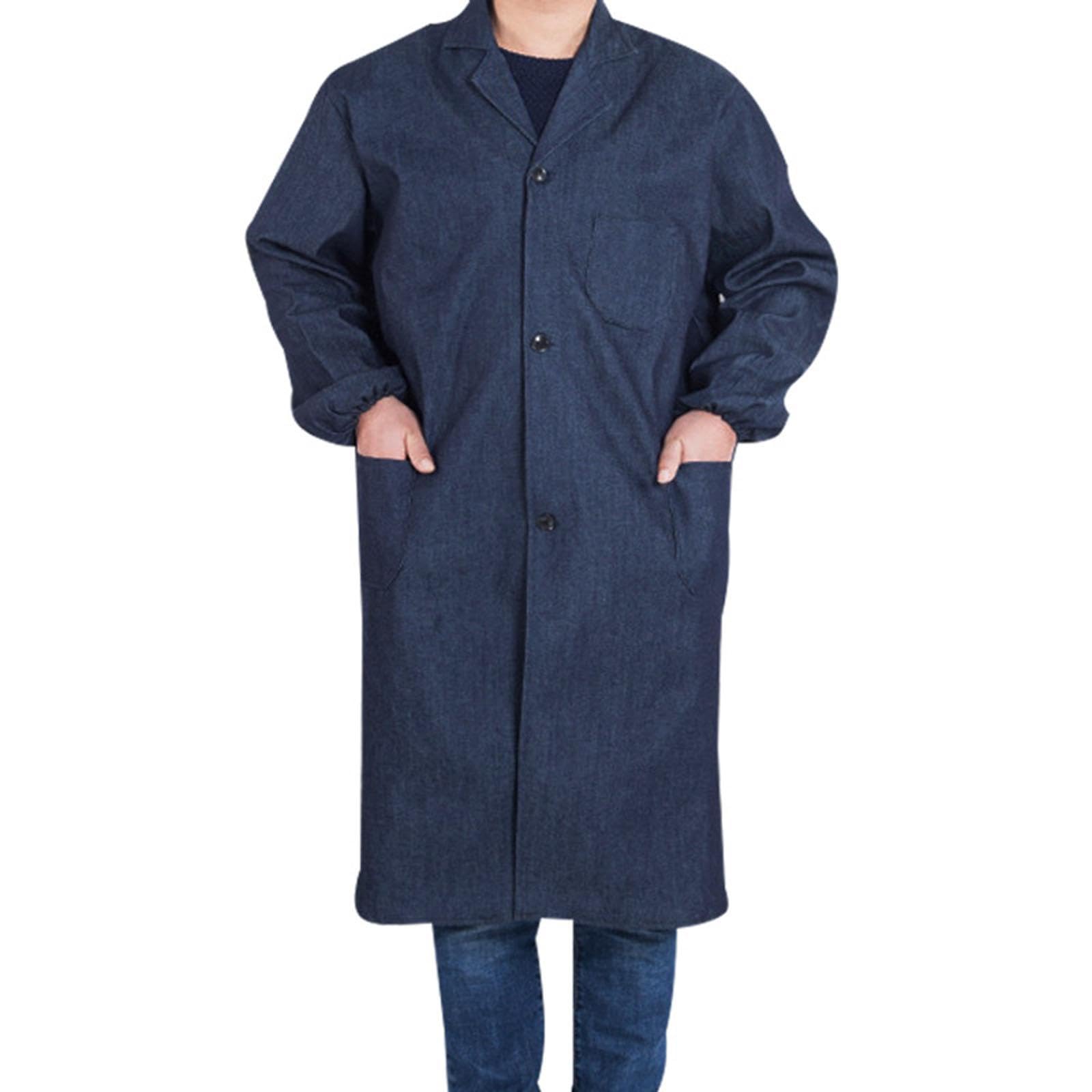 Sharplace Laborkittel für Herren mit Tasche, bequeme, leichte, langärmelige Mechaniker-Arbeitsjacke aus Denim für Schweißer.