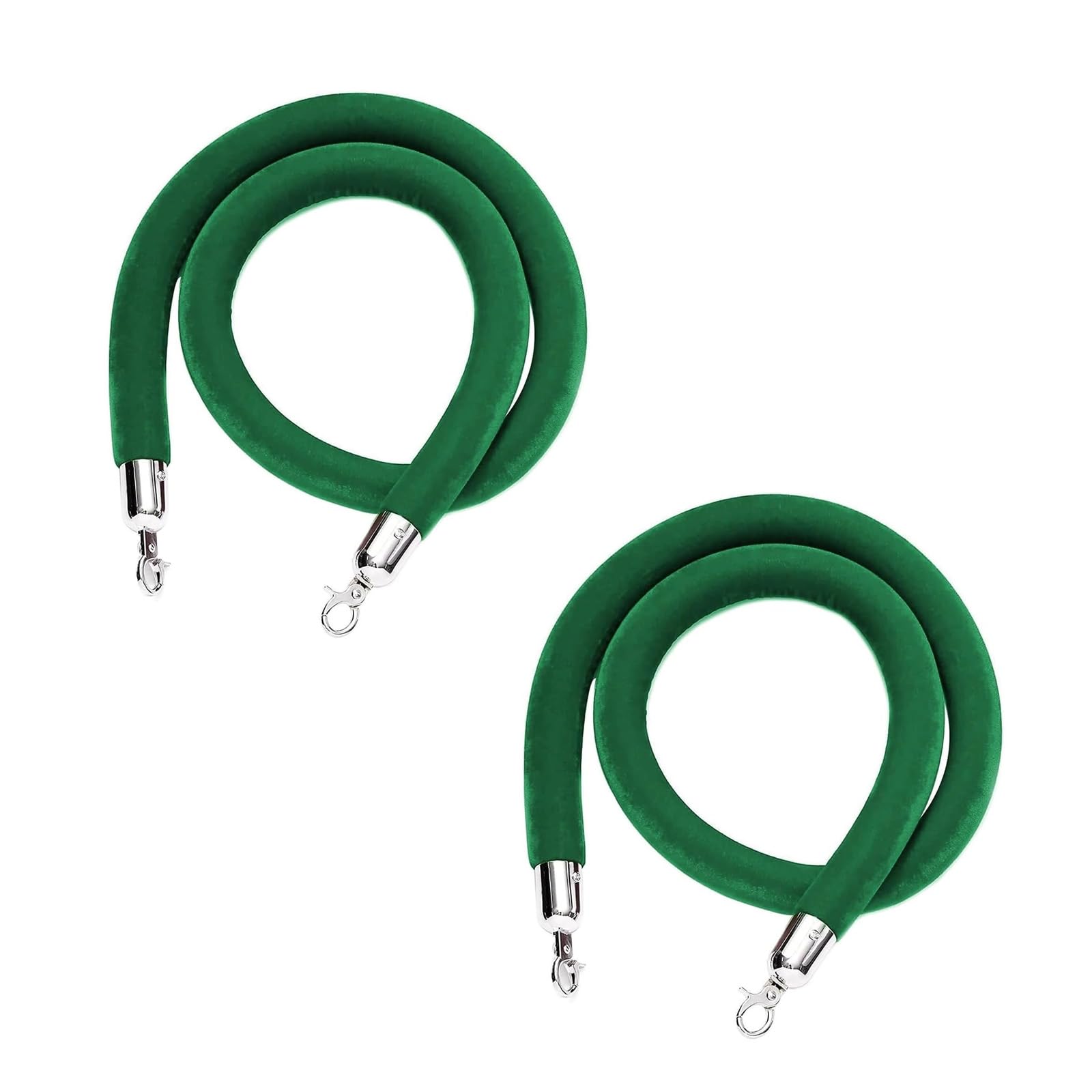 AUNANGLJSCS Rope barriers, Queue Barrier Rope, With Silver Hooks, For Carpet Events,3.2cm(Green,1M)