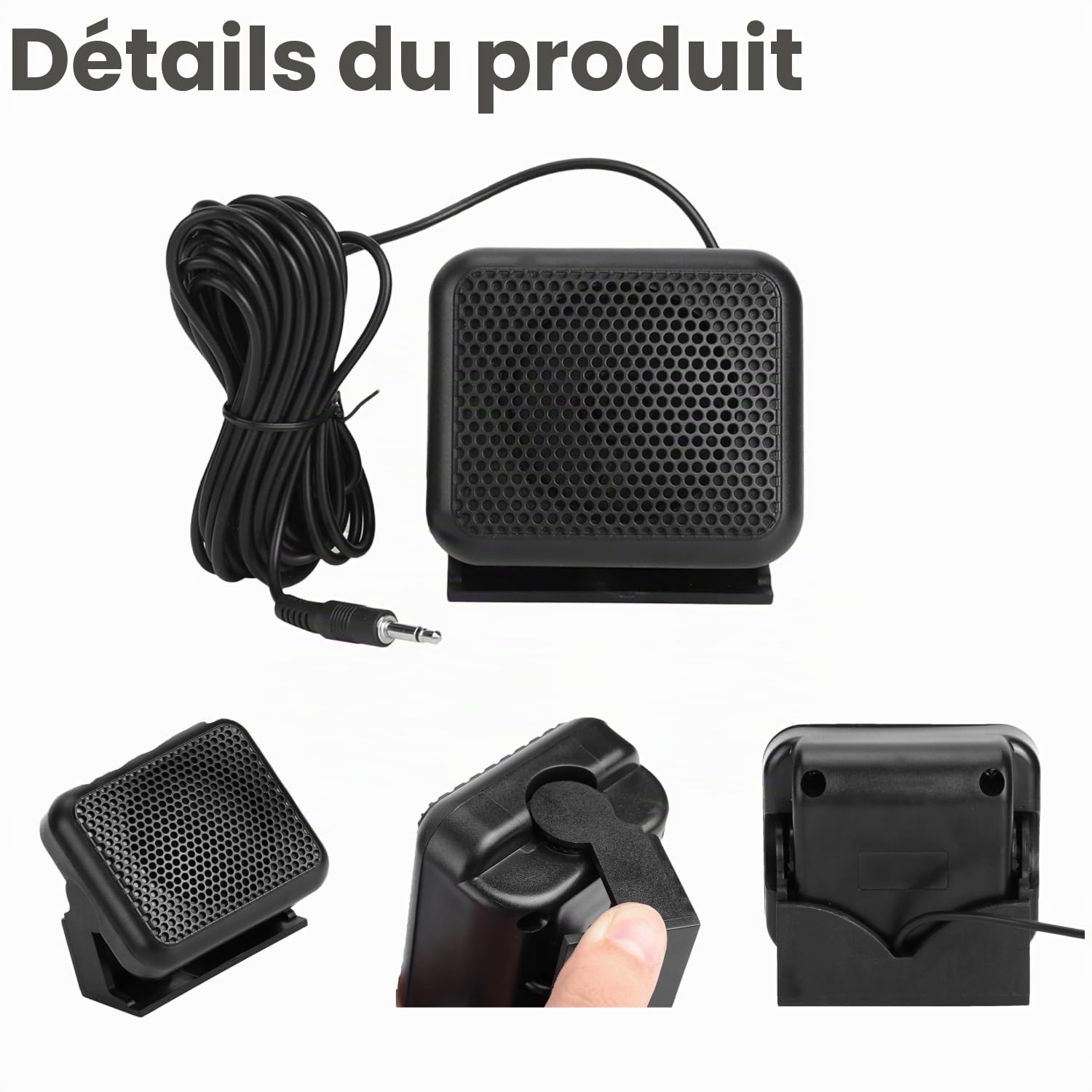 Haut-Parleur Externe CB, Mini Haut-Parleur Voiture NSP-100 avec Système Anti-Distorsion et Fixation Facile pour Autoradio FT-847 FT-920 FT-2000 Marine VHF