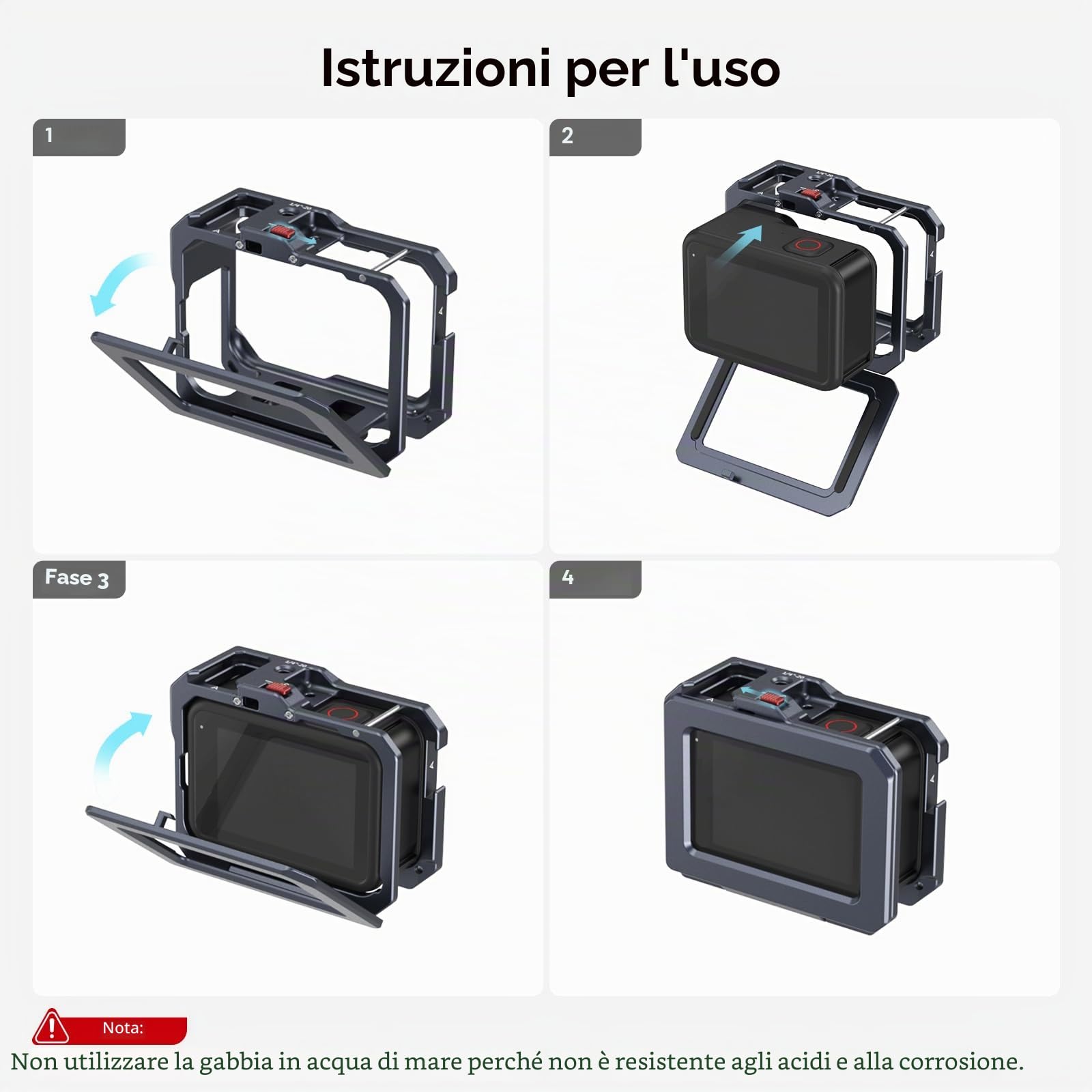 (Nuova Versione) SMALLRIG Vlogging Cage per Go-Pro Hero 12/11 / 10/9, Lega di Alluminio - 3084C