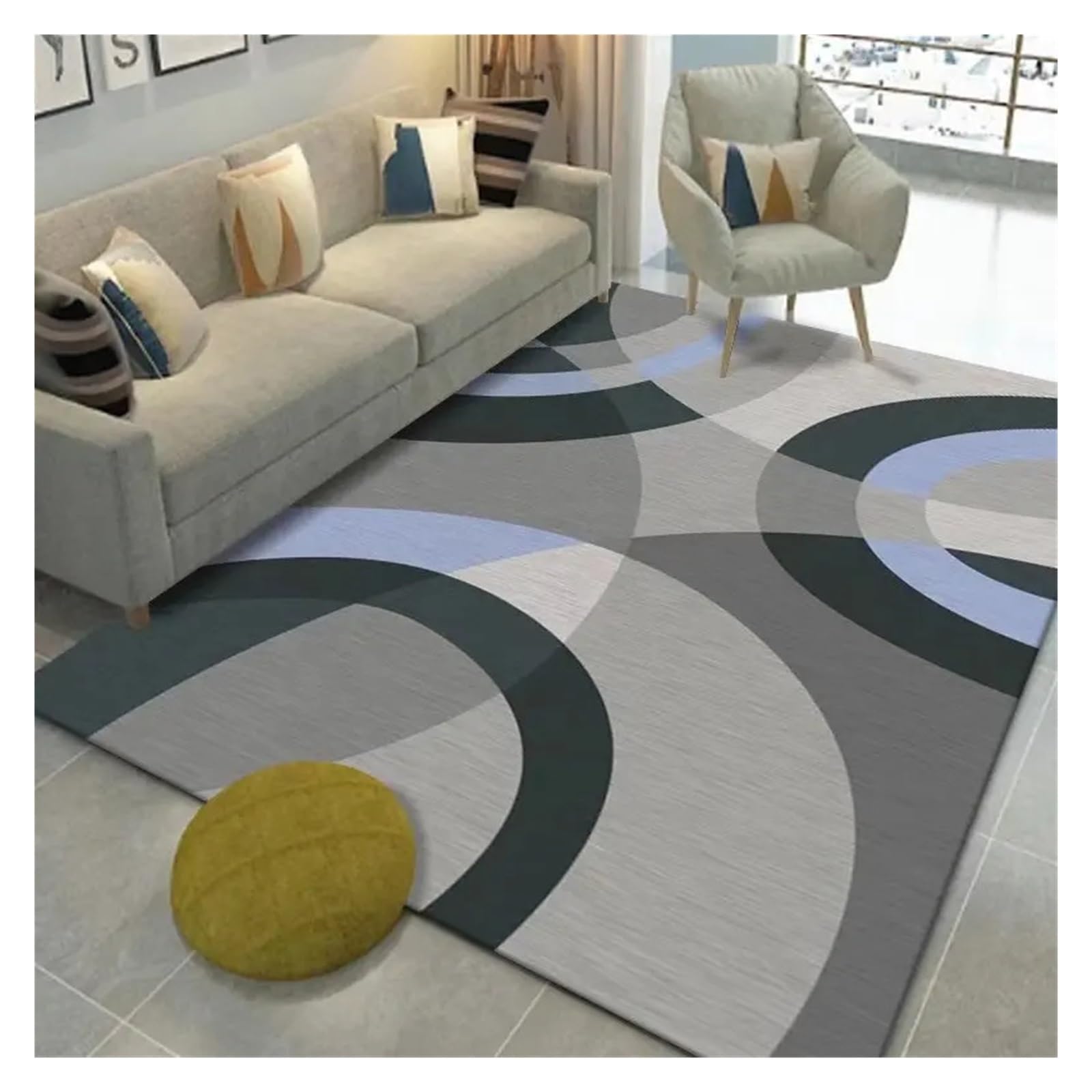 Tapis géométrique salon grand tapis antidérapant et lavable chambre 80x160
