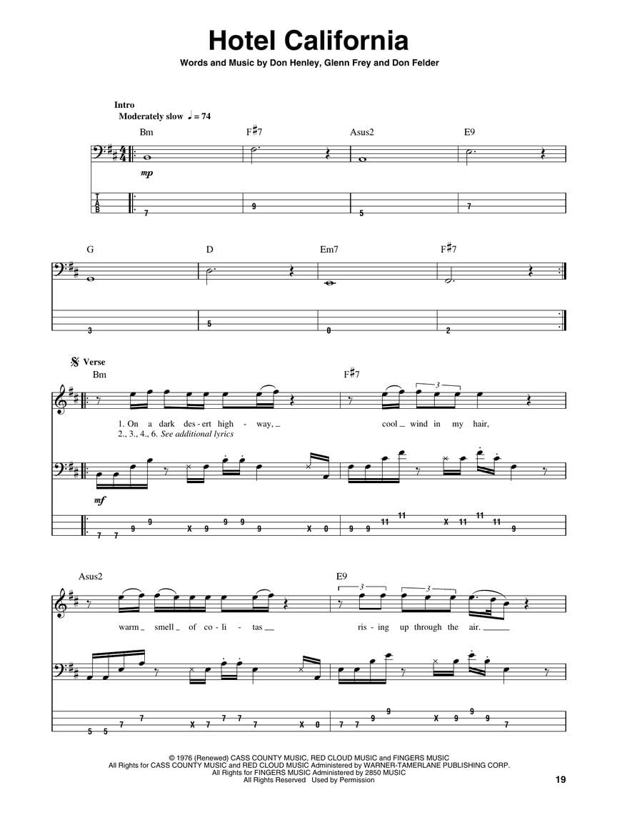 Bass Play-Along Volume 49: Eagles Tab CD
