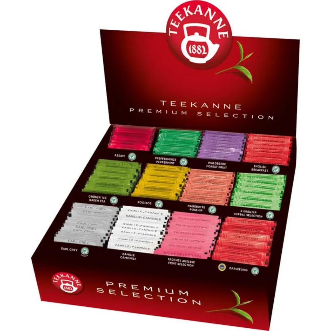 PUFAI Bundle –Teekanne Tee Premium Selection Box – 12 Sorten | 180 Teebeutel | Schwarztee-, Kräuter- & Früchtetee Mischung – 363 g