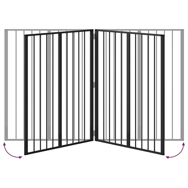 Foto 4 de 8 de vidaXL Puerta para Perros 4 uds. Negro 80 x 100 cm Acero Galvanizado