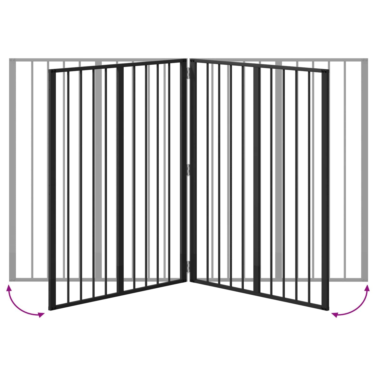 Brama dla psów, 4 sztuki, czarna, 80 x 100 cm, stal ocynkowana, składana, do użytku wewnątrz i na zewnątrz, ze stabilną metalową ramą, idealna jako ochrona, odgroda, kojec dla szczeniaków i