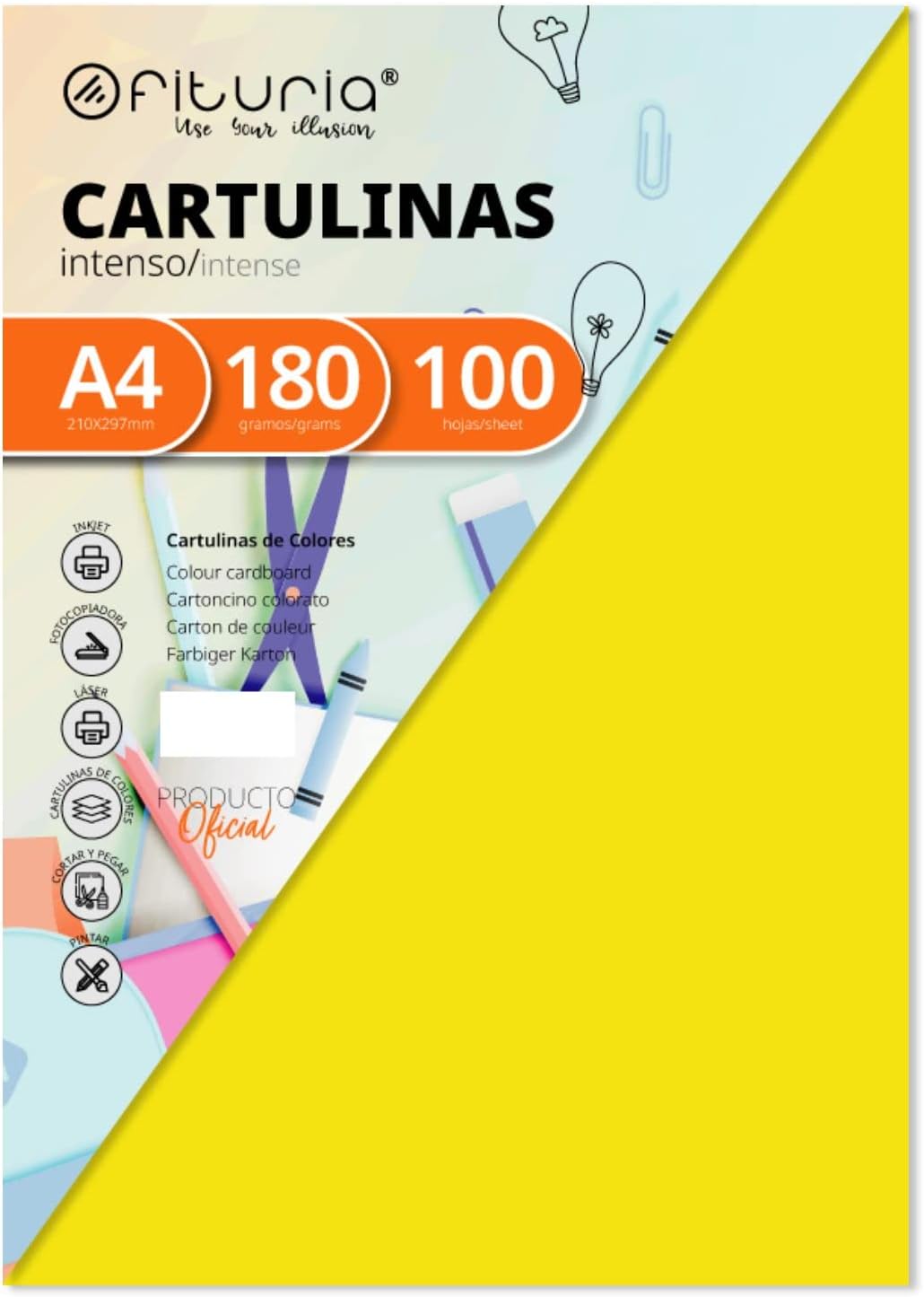 Pack 100 Cardstock Colour Blue Turquoise Size A4 180g