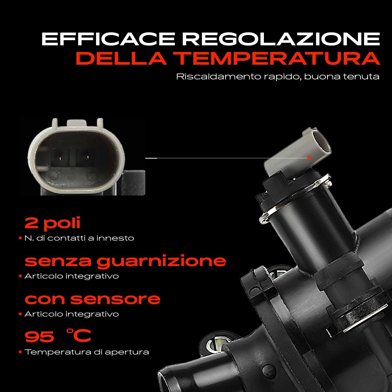 Frankberg Termostato del liquido di raffreddamento 95°C bipolare con | Compatibile con: Vitobus W639, Viano W639, Classe S V222 W222 X222, GLC X253, Sprinter 35-T Box B906, Classe M W166