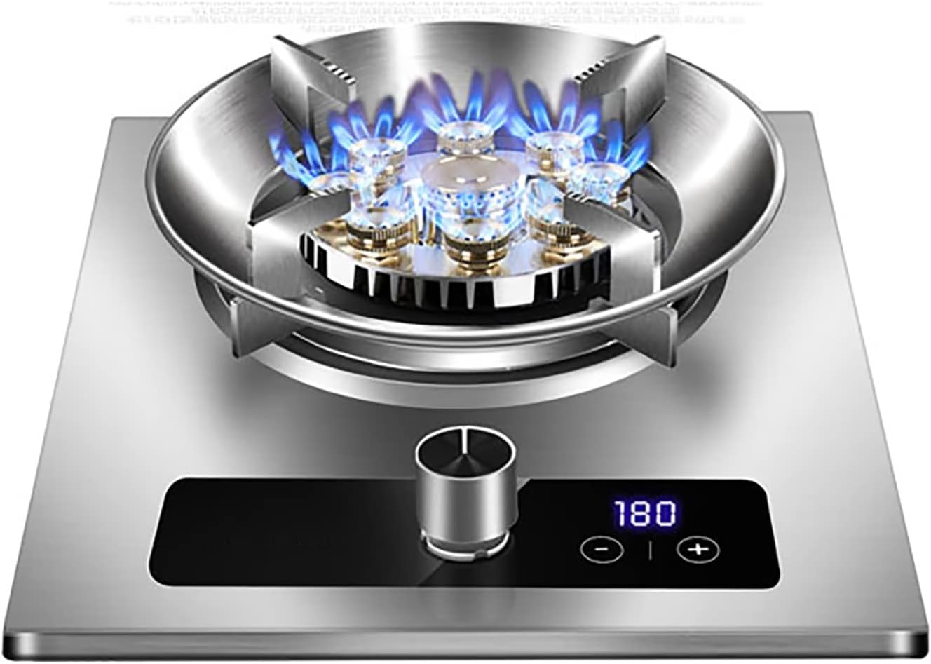 Gas hob 30cm Built-in Gas Hob 7.2kW Nine Cavity Fierce Fire Burners,with Automatic Flameout Protection & Removable Stainless Steel Pot Holder (Lpg)